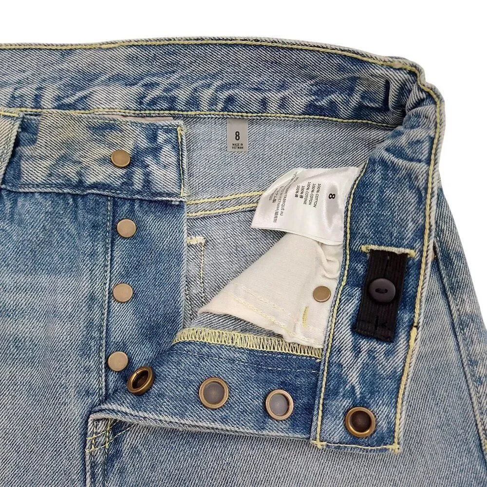 Fear of God Essentials Jeans Boys 8 Blue Whiskers Straight Leg Button Fly Cotton